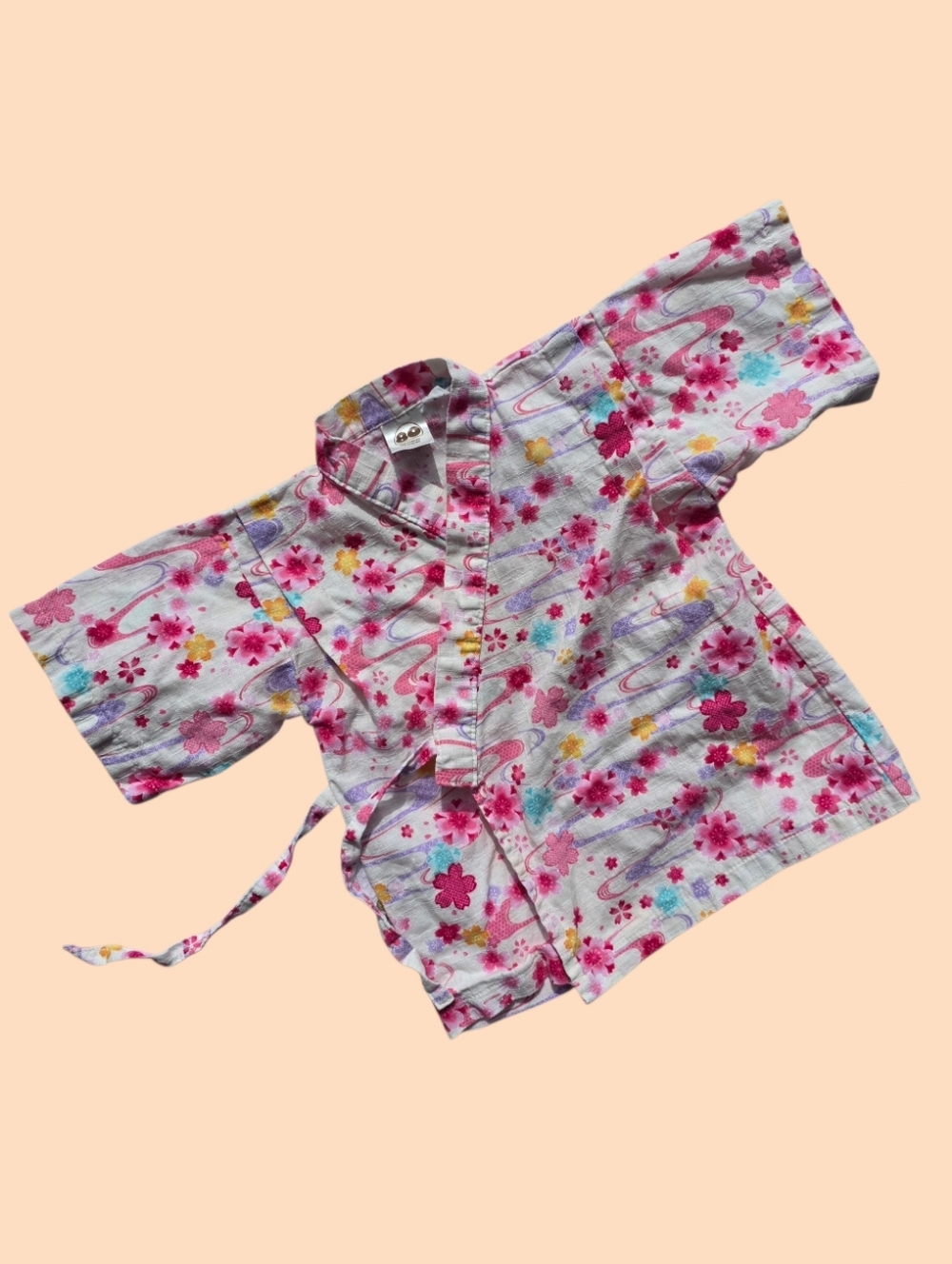 Baby Kimono - Japanese Summer Wrap, Pink Cherry Blossom Print